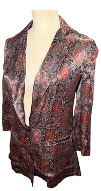 Free People New Romantics x Artisan Paisley Satin Blazer Jacket, Boho, Size 2